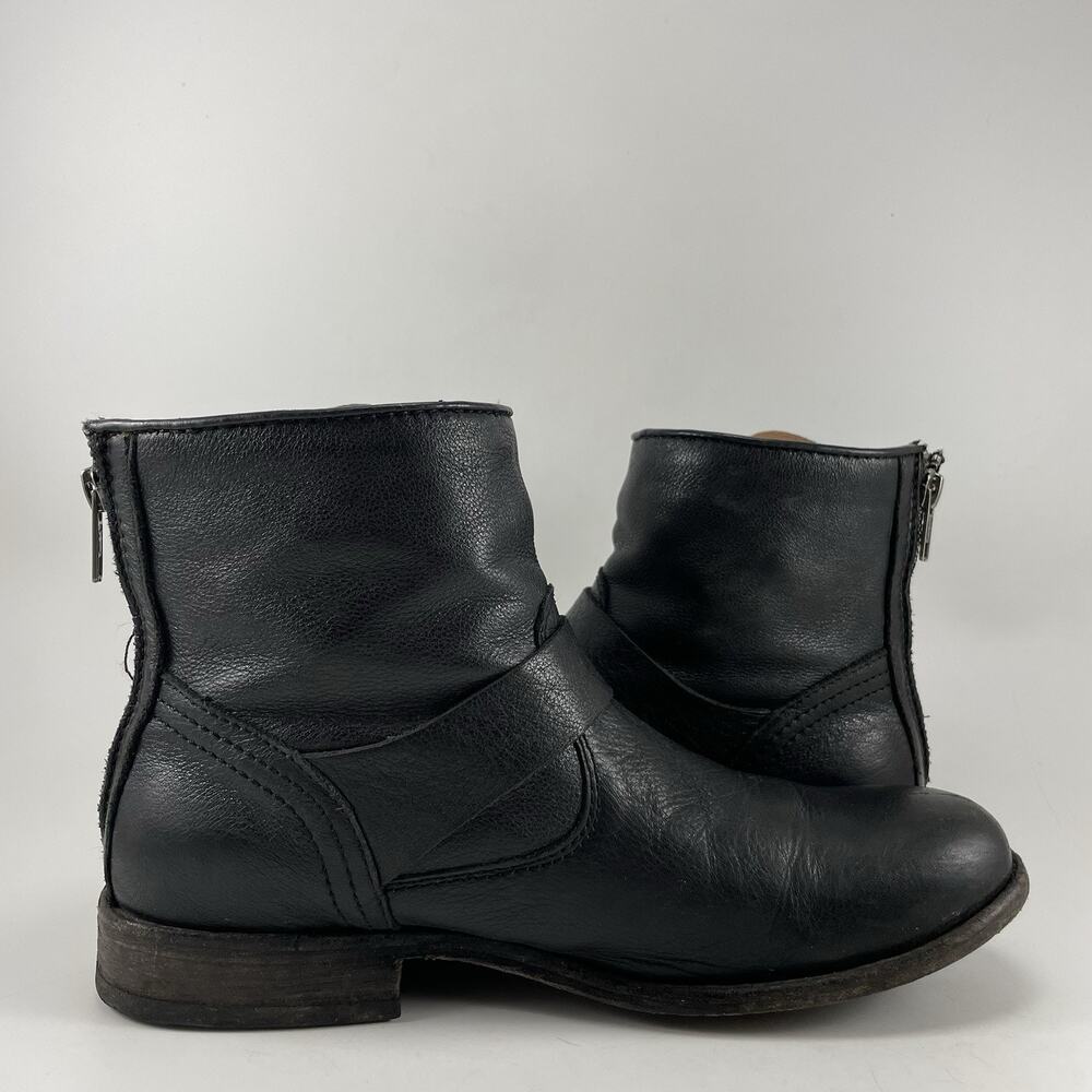 Frye Tyler Engineer Ankle Boots Womens Size 8 B Black Leather Moto Biker Buckle - Picture 4 of 13